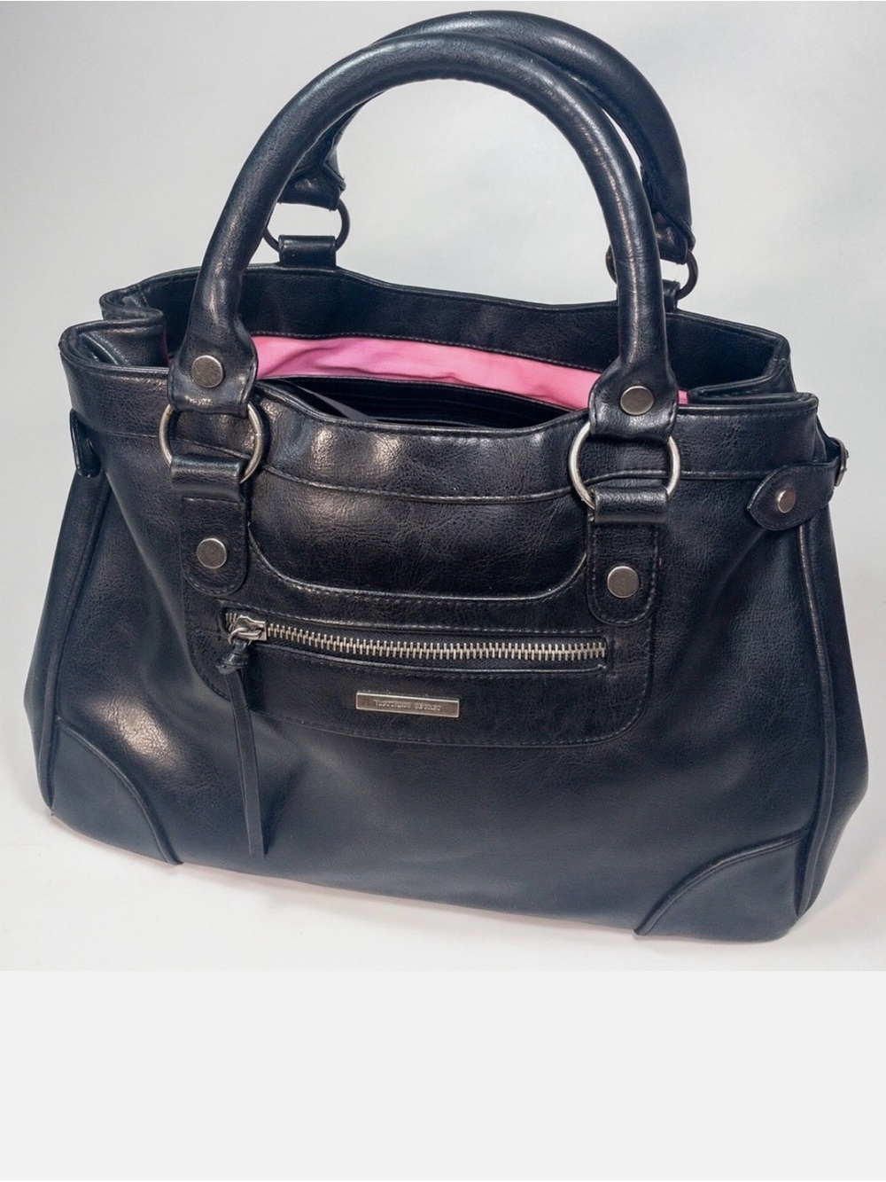 Vintage Y2K Victoria's Secret Black Leather Satchel Handbag Hot Pink
Lining